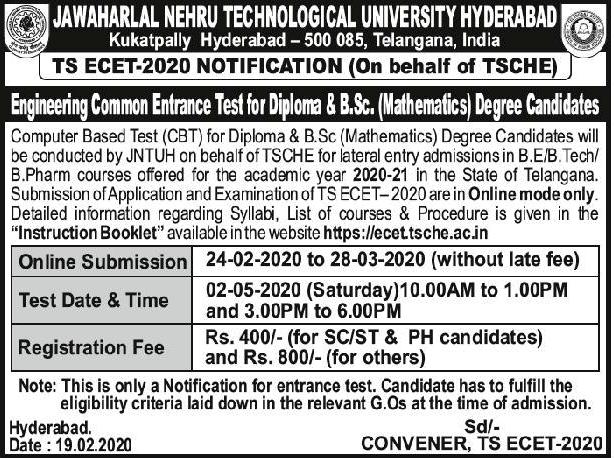 TS ECET 2020 Paper Notification