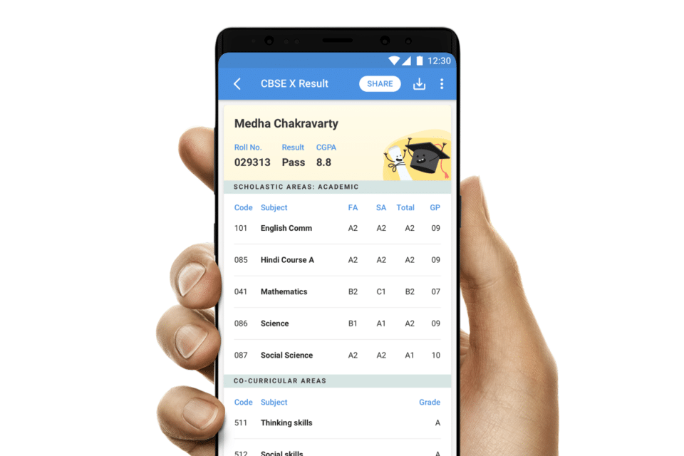 CBSE Result on Microsoft App SMS Organizer