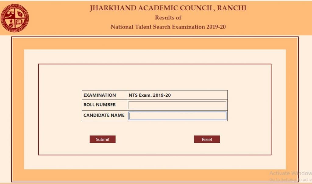 JAC NTSE Result