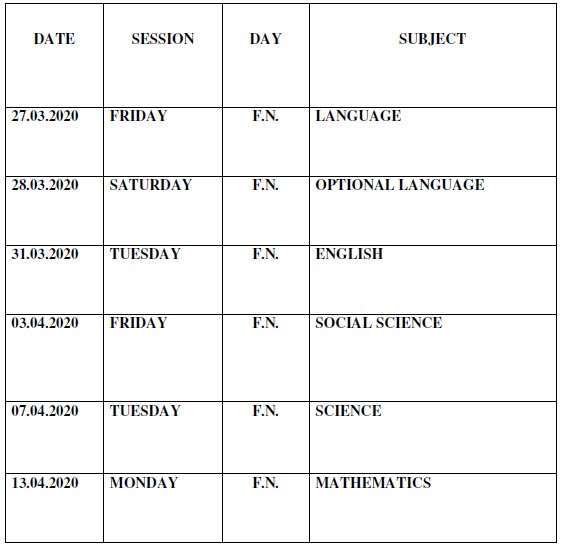 TN SSLC Old Dates 2020 Notification