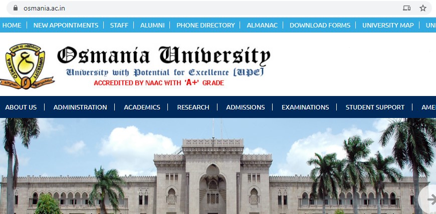 www.osmania.ac.in main page