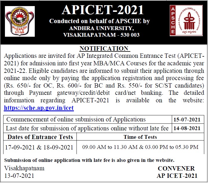 AP ICET 2021 Notification