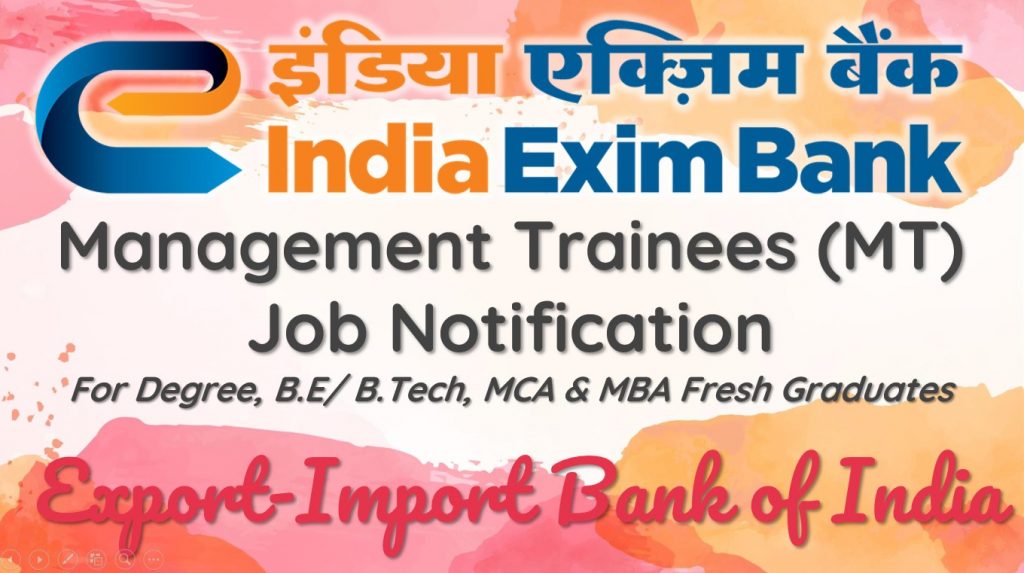 India Exim Bank Management Trainee (MT) Recruitment 2020