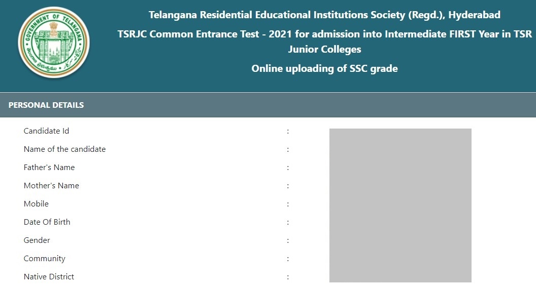 TSRJC SSC Grades Uploading & College Selection