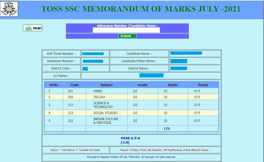 Telangana Open School Results 2021
