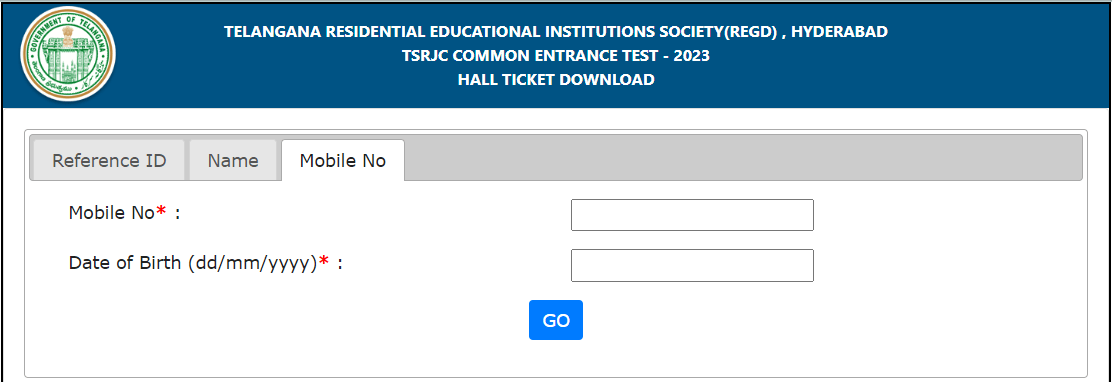 TSRJC CET Hall Ticket Download Procedure - Step 3