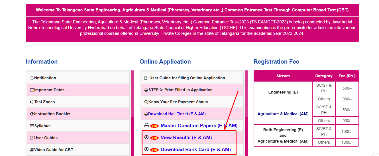 TS EAMCET Rank Card Download 2023 On May 25