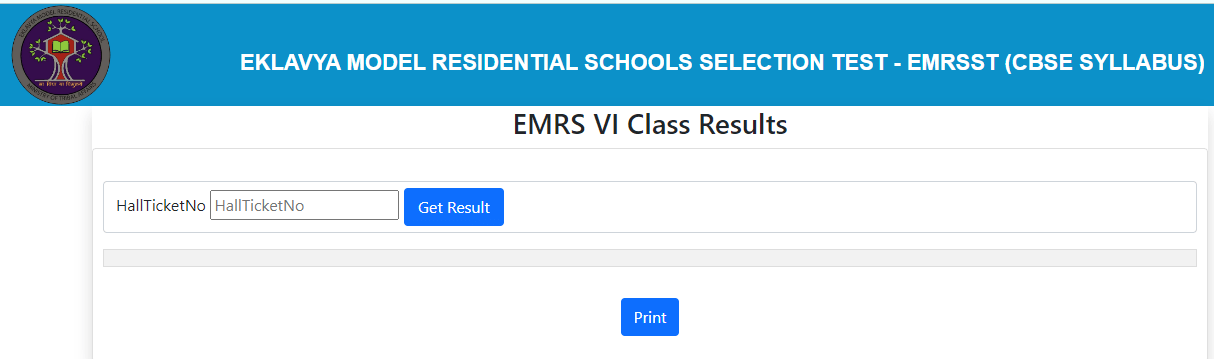 TS EMRS Class 6 Result Page