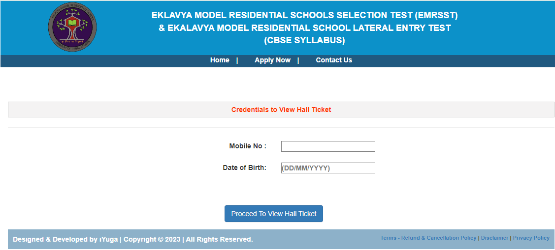 TS Ekalavya 6th Class entrance Hall Ticket