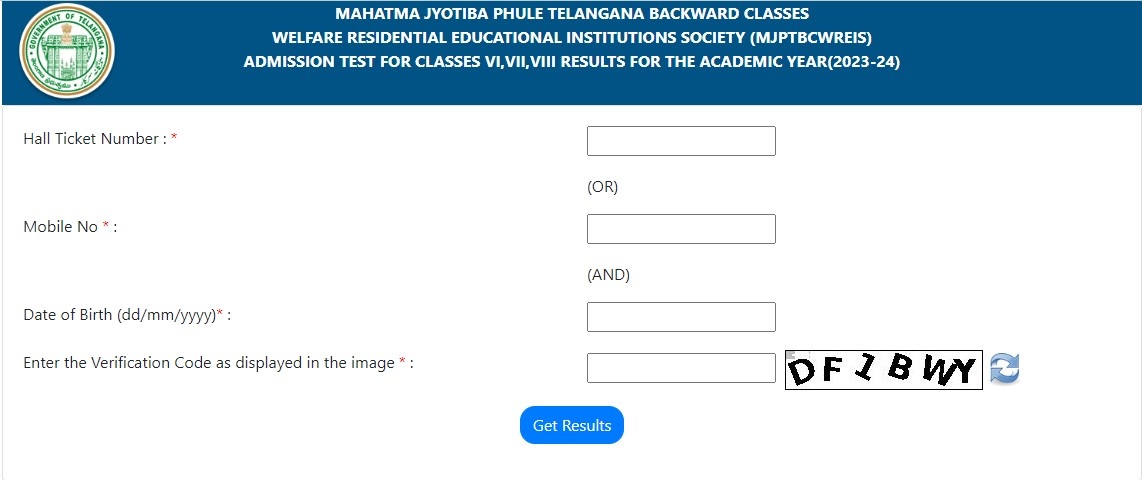 Mahatma Jyotiba Pule 6th - 8tth Class Entrance Result